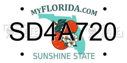 SD4A720 Florida License Plate