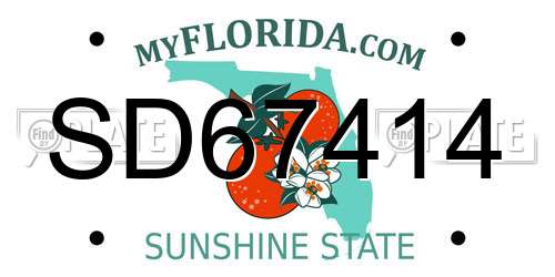 SD67414 Florida License Plate