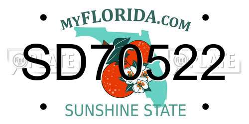 SD70522 Florida License Plate
