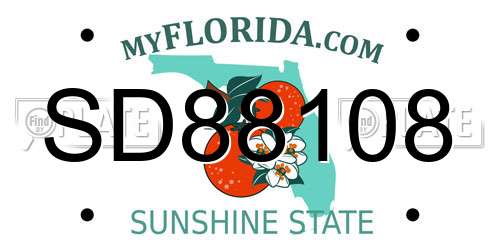 SD88108 Florida License Plate