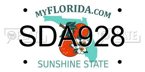 SDA928 Florida License Plate