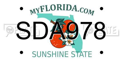 SDA978 Florida License Plate