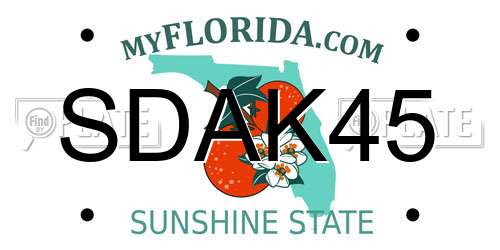 SDAK45 Florida License Plate