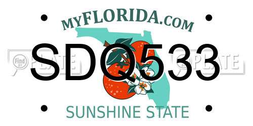 SDQ533 Florida License Plate