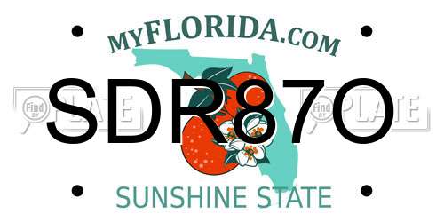 SDR87O Florida License Plate