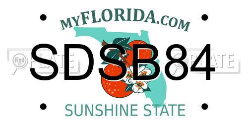 SDSB84 Florida License Plate
