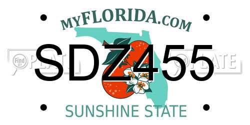 SDZ455 Florida License Plate