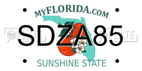 SDZA85 Florida License Plate