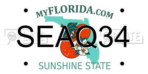 SEAQ34 Florida License Plate