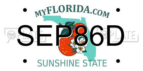 SEP86D Florida License Plate
