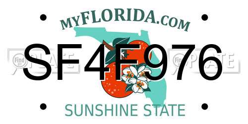 SF4F976 Florida License Plate
