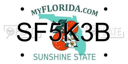 SF5K3B Florida License Plate