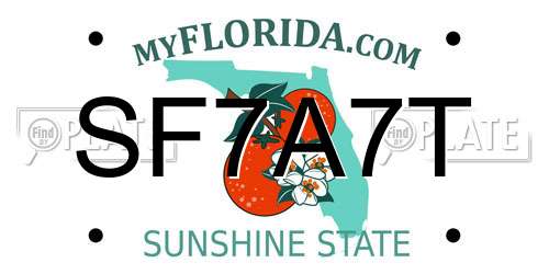 SF7A7T Florida License Plate