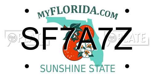 SF7A7Z Florida License Plate