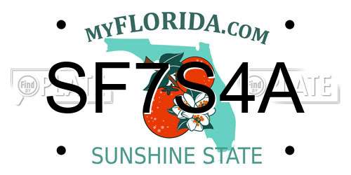 SF7S4A Florida License Plate