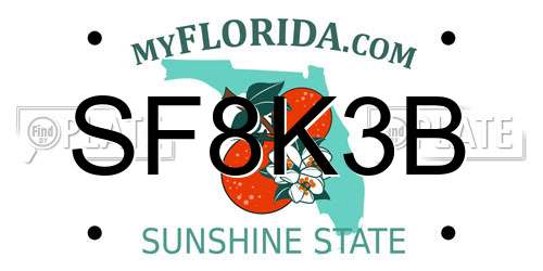 SF8K3B Florida License Plate
