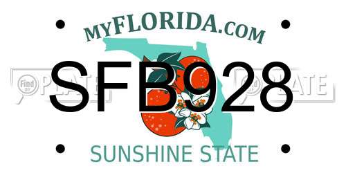 SFB928 Florida License Plate