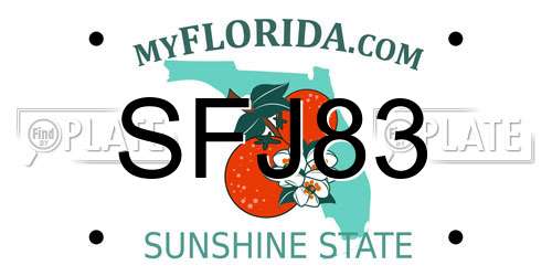 SFJ83 Florida License Plate