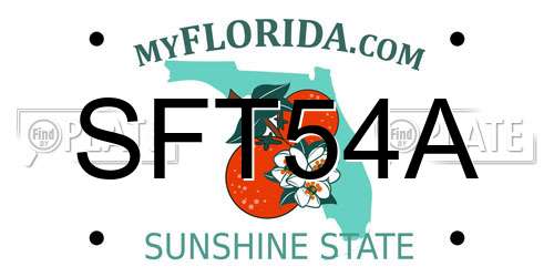 SFT54A Florida License Plate