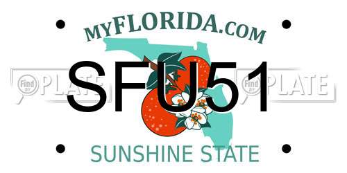 SFU51 Florida License Plate