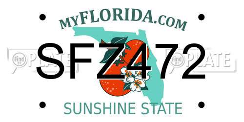 SFZ472 Florida License Plate