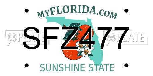 SFZ477 Florida License Plate