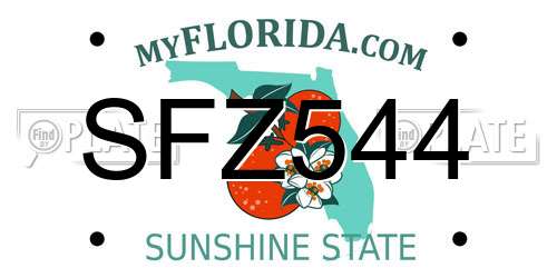 SFZ544 Florida License Plate