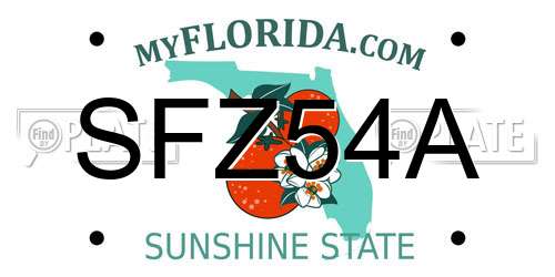 SFZ54A Florida License Plate
