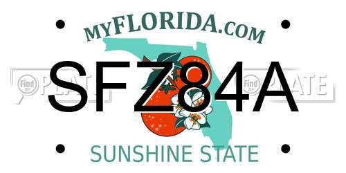 SFZ84A Florida License Plate