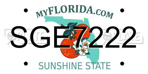 SGE7222 Florida License Plate