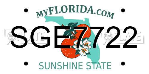 SGE7722 Florida License Plate