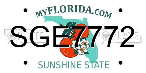 SGE7772 Florida License Plate