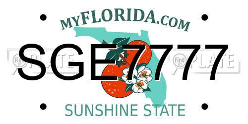 SGE7777 Florida License Plate