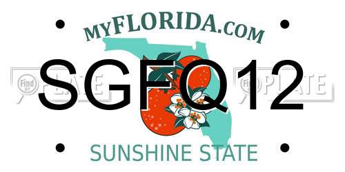 SGFQ12 Florida License Plate