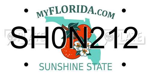 SH0N212 Florida License Plate