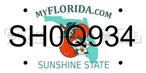 SH0Q934 Florida License Plate