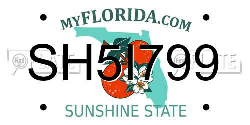 SH5I799 Florida License Plate