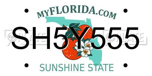 SH5Y555 Florida License Plate