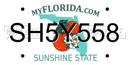 SH5Y558 Florida License Plate