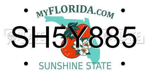 SH5Y885 Florida License Plate