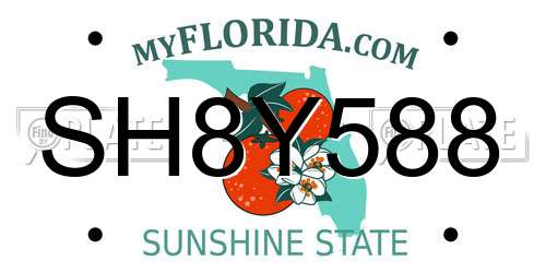 SH8Y588 Florida License Plate