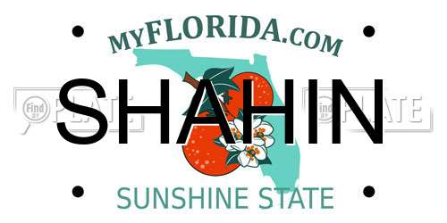 SHAHIN Florida License Plate