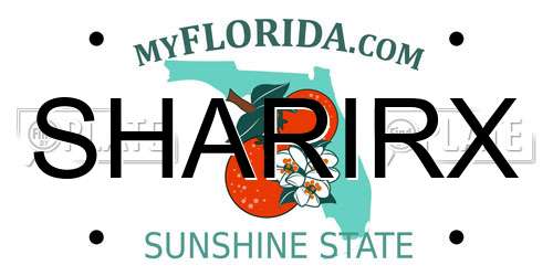SHARIRX Florida License Plate