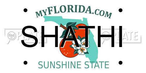 SHATHI Florida License Plate
