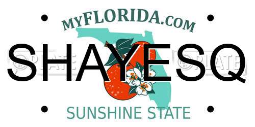 SHAYESQ Florida License Plate