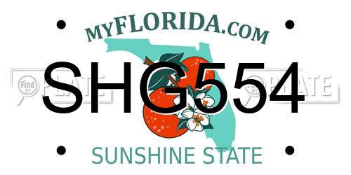 SHG554 Florida License Plate