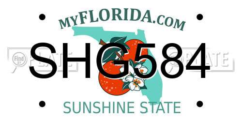 SHG584 Florida License Plate