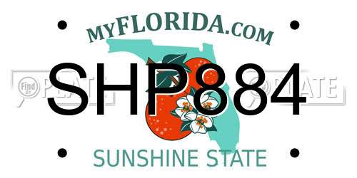 SHP884 Florida License Plate