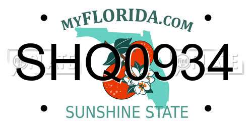 SHQ0934 Florida License Plate