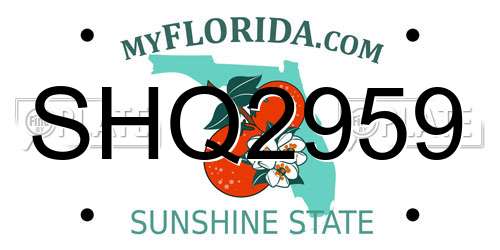 SHQ2959 Florida License Plate
